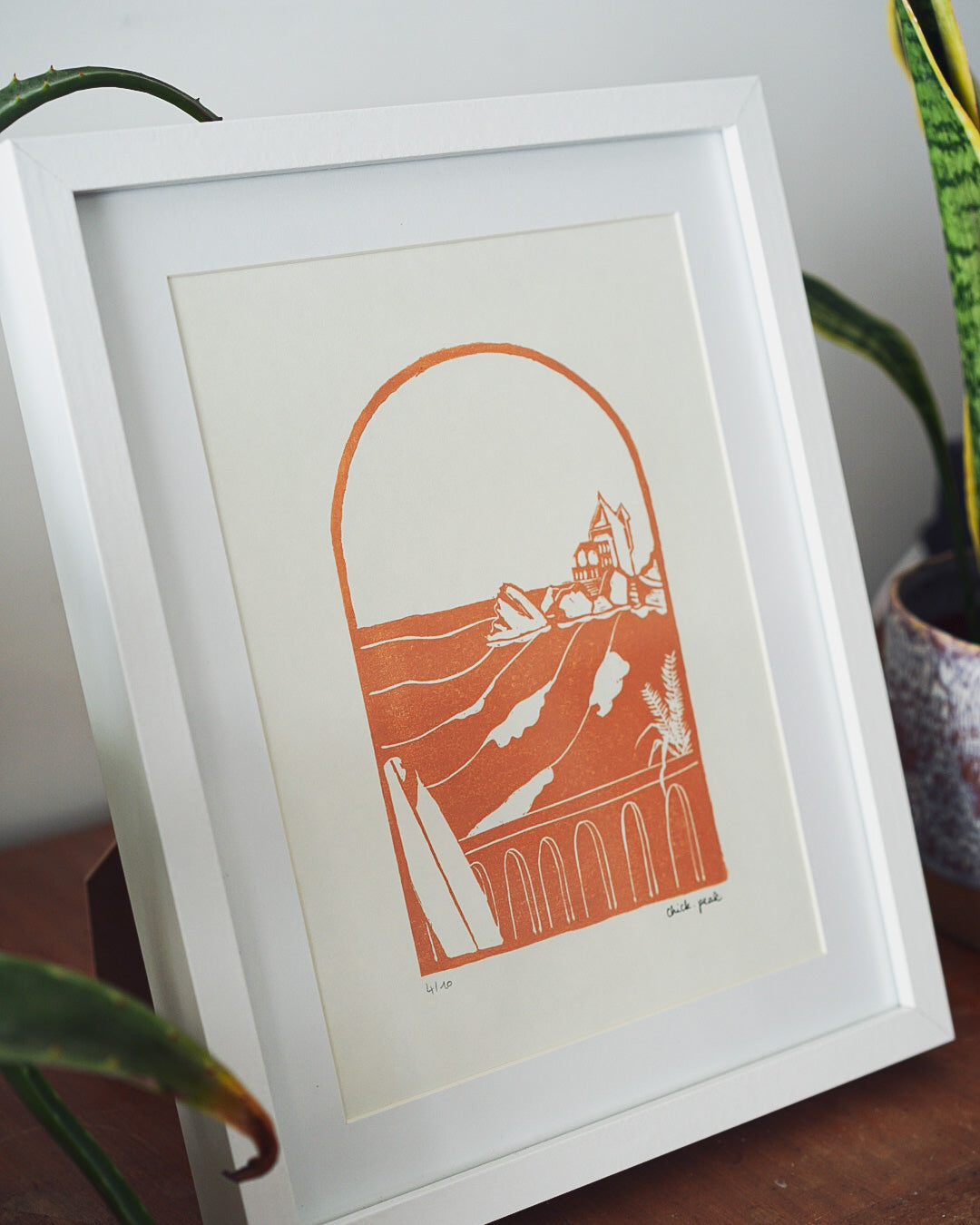 Affiche La Cote des Basques, Biarritz • A4 • Linogravure