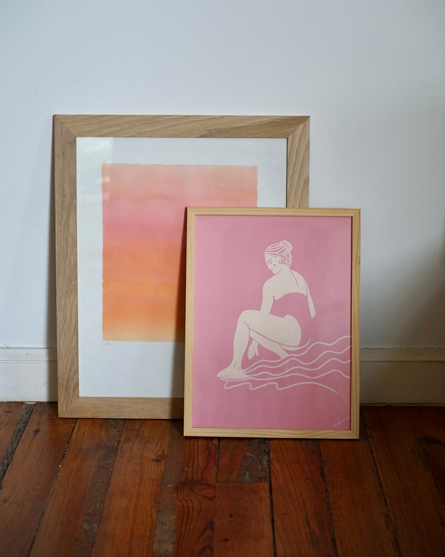 Affiche Surfeuse rose • A3 • Illustration