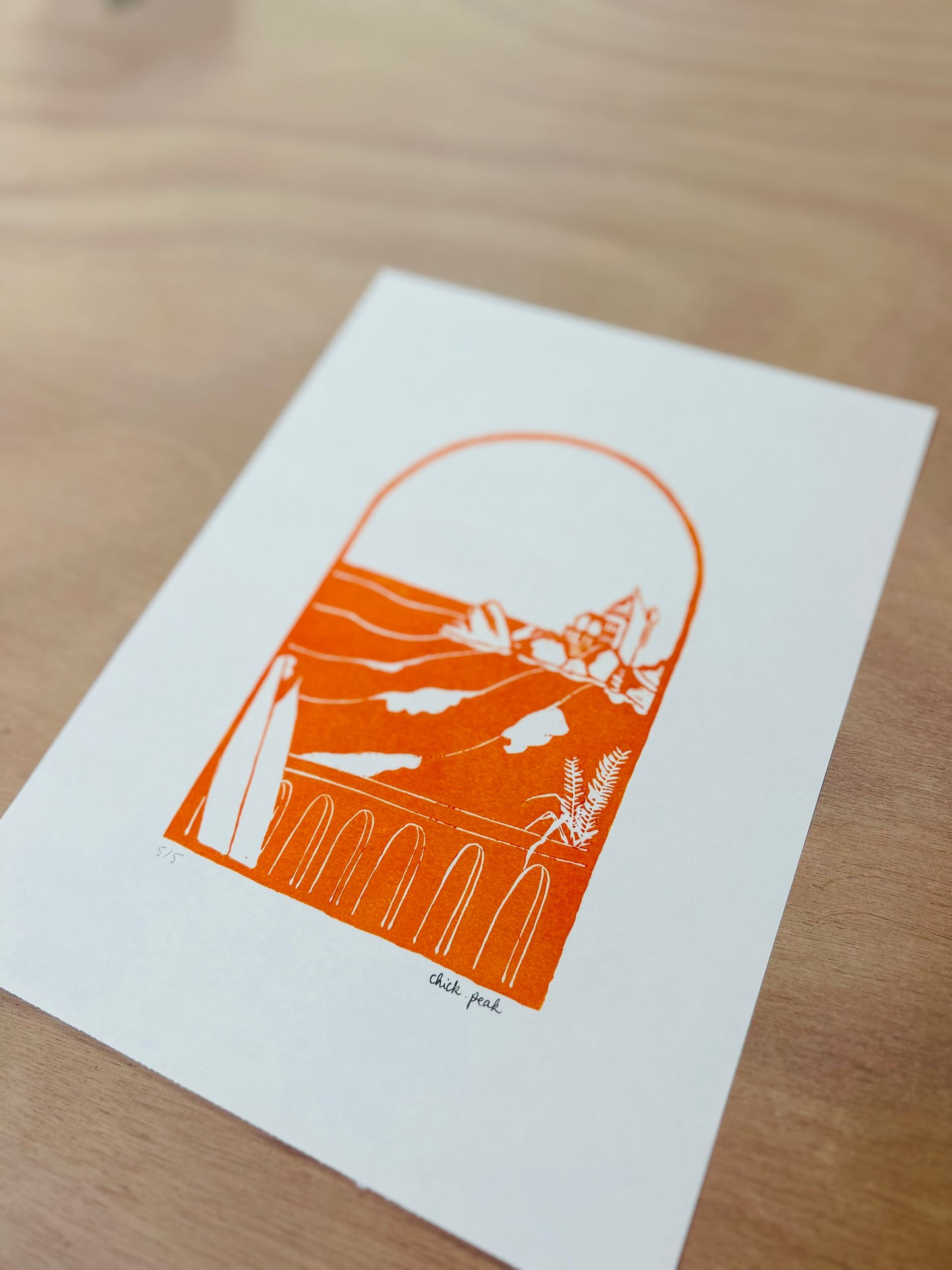 Affiche La Cote des Basques, Biarritz • A4 • Linogravure